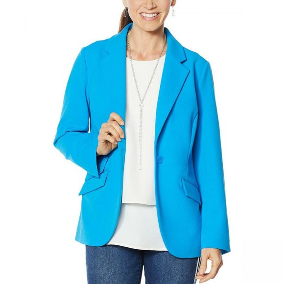 DG2 by Diane Gilman Jackets & Blazers - NWT DG2 Stretch Crepe Blazer 3X Blue